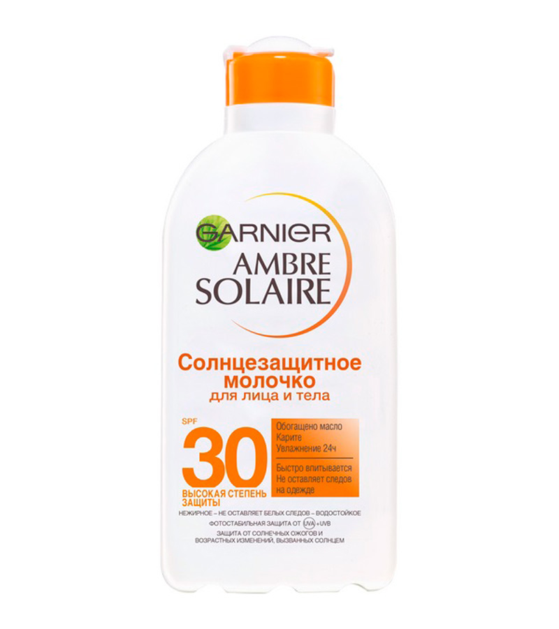 Солнцезащитное молочко Garnier Ambre Solaire для лица и тела (SPF 30), 200 мл