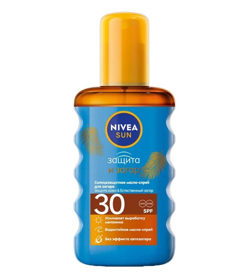 Солнцезащитное масло-спрей для загара Nivea Sun "Защита и Загар" (SPF 30), 200 мл