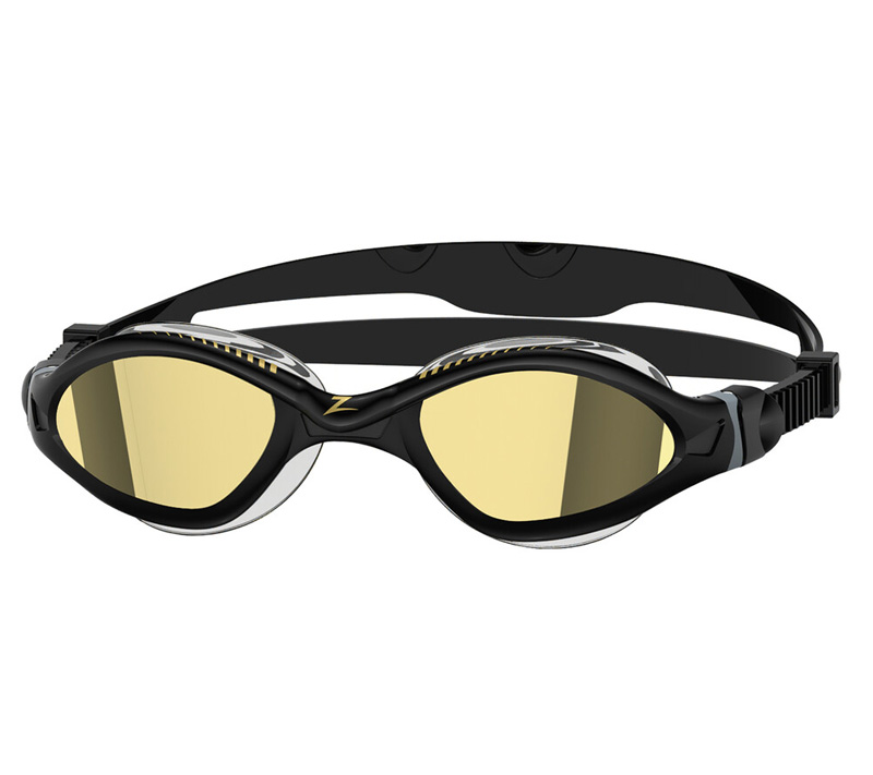 Очки для плавания ZOGGS Tiger LSR+ Titanium Mirror, Black/Gold