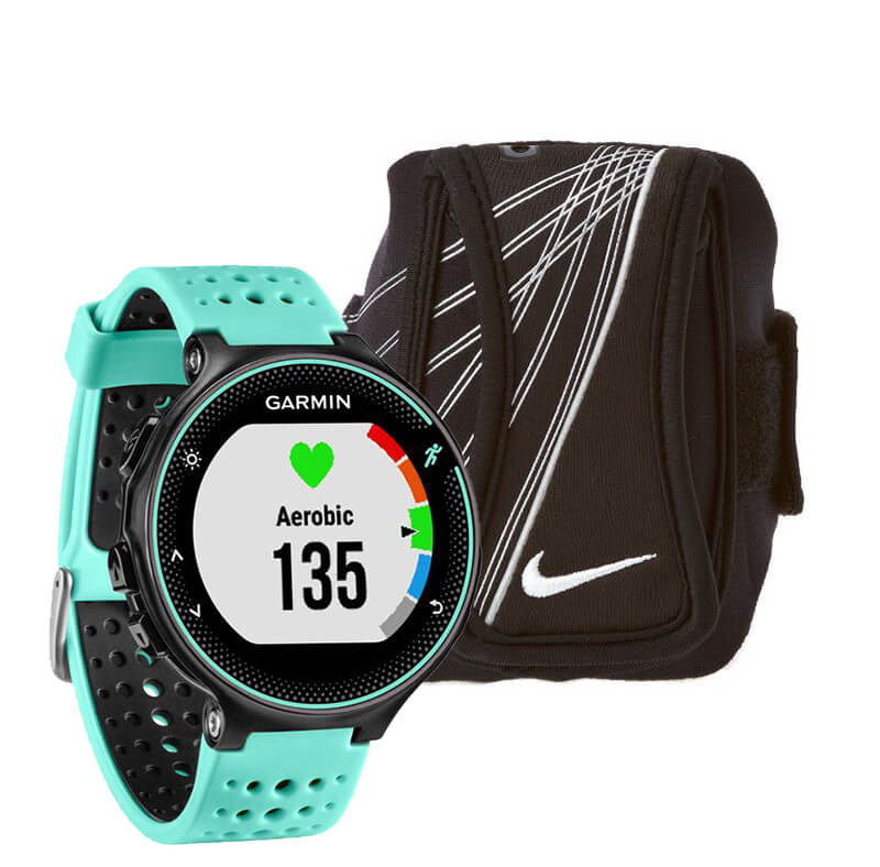 Подарочный набор "Спортивные часы Garmin Forerunner 235 (голубые) + Чехол на руку Nike"