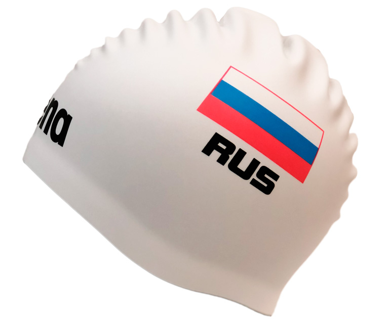 Шапочка для плавания Arena Flat Silicone Cap Russia Flag