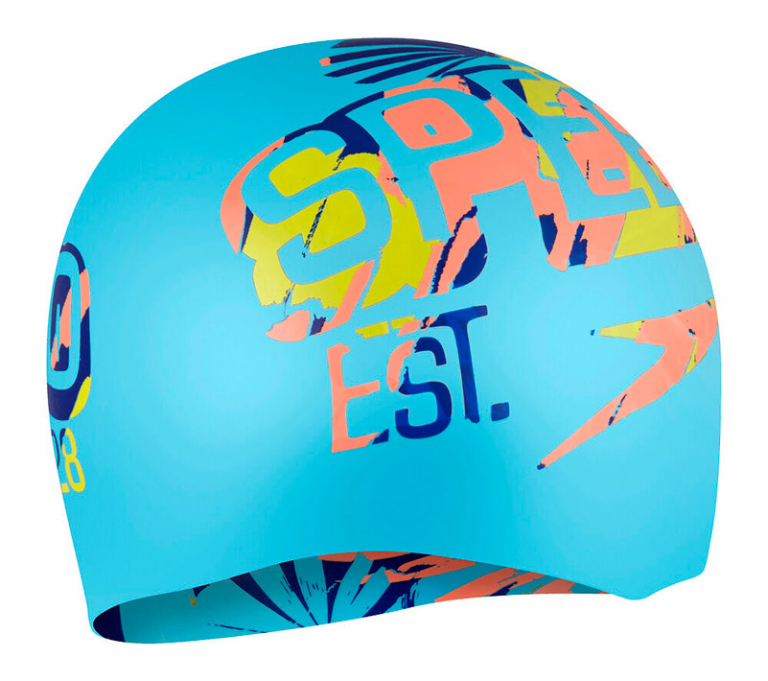 Шапочка для плавания двусторонняя детская Speedo Junior Reversible Slogan Cap (6-12 лет)